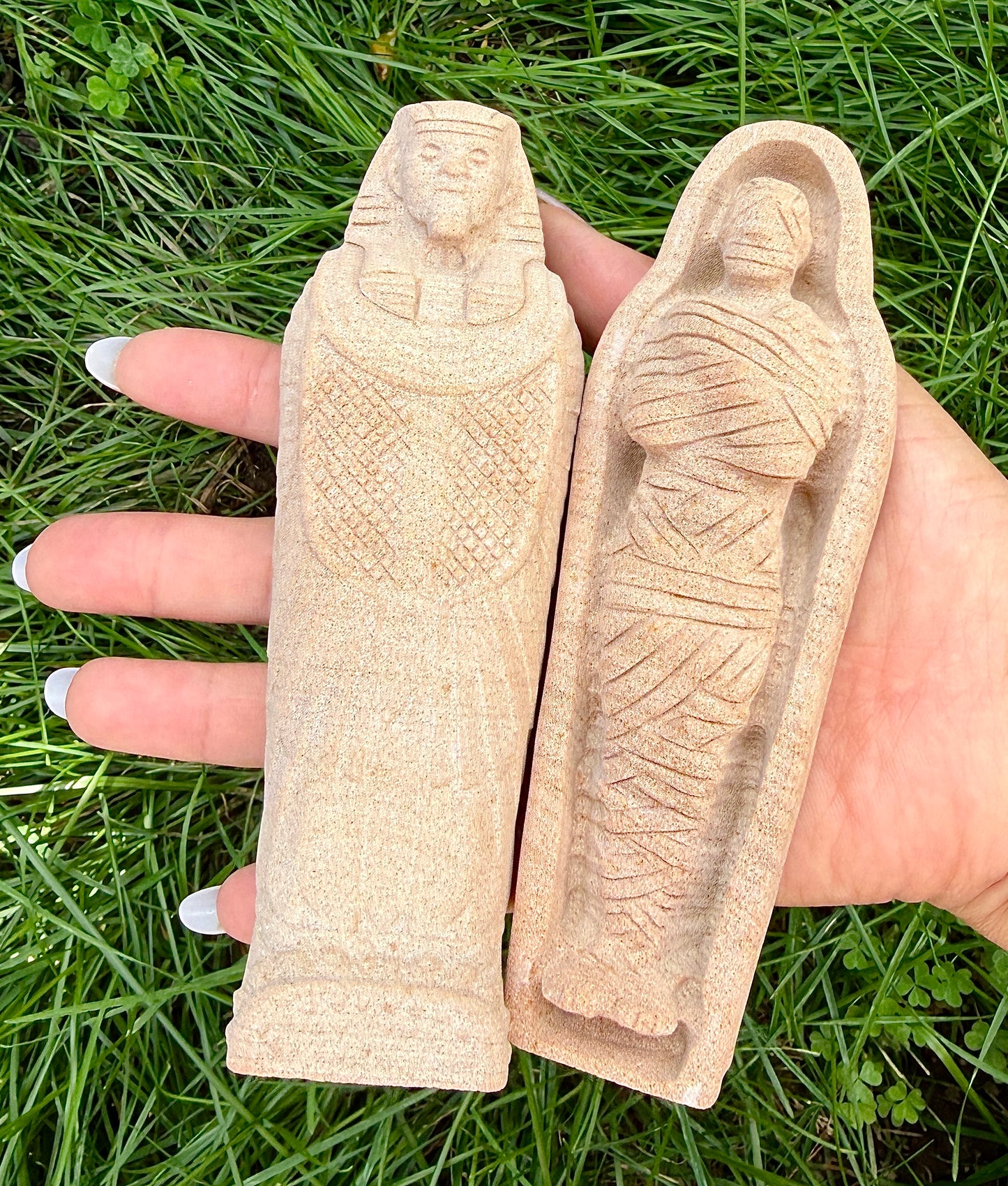 Wholesale Lot 3 Natural Matte Wood Grain Stone King Tut Mummy Healing Energy