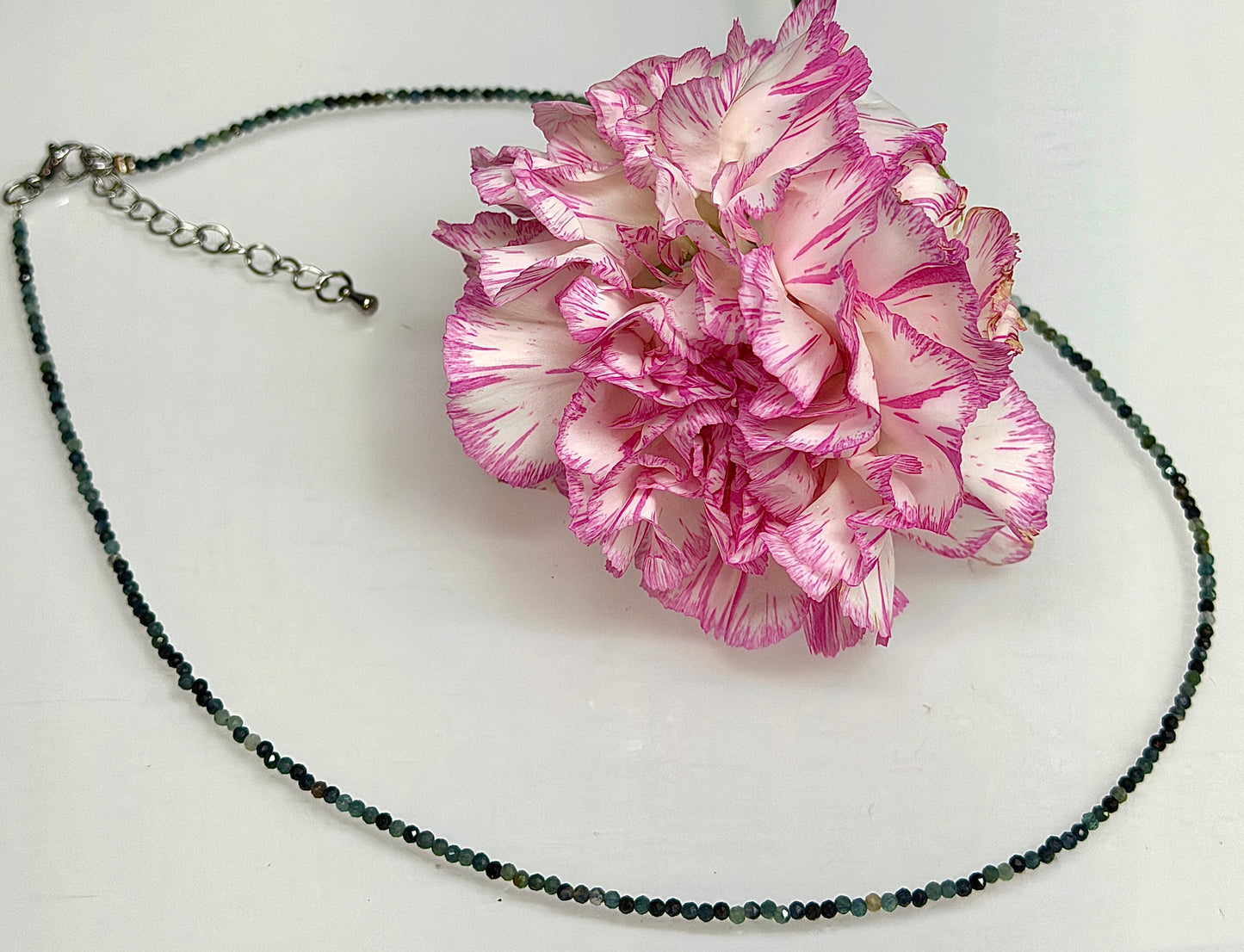 6 PCs 2mm Natural Blue Tourmaline Necklaces