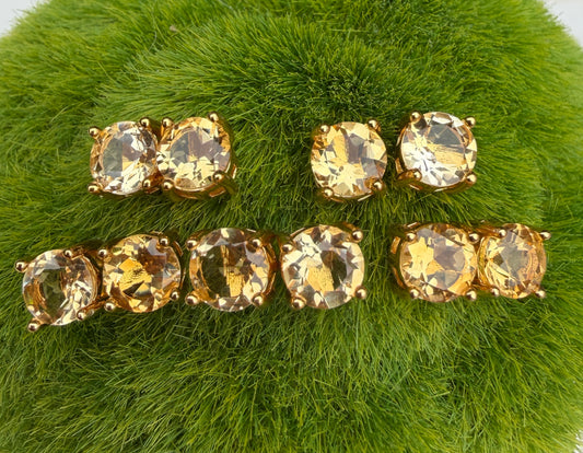 Wholesale Lot 5 Pairs Citrine Sterling Silver(925) Earring Studs 3mm