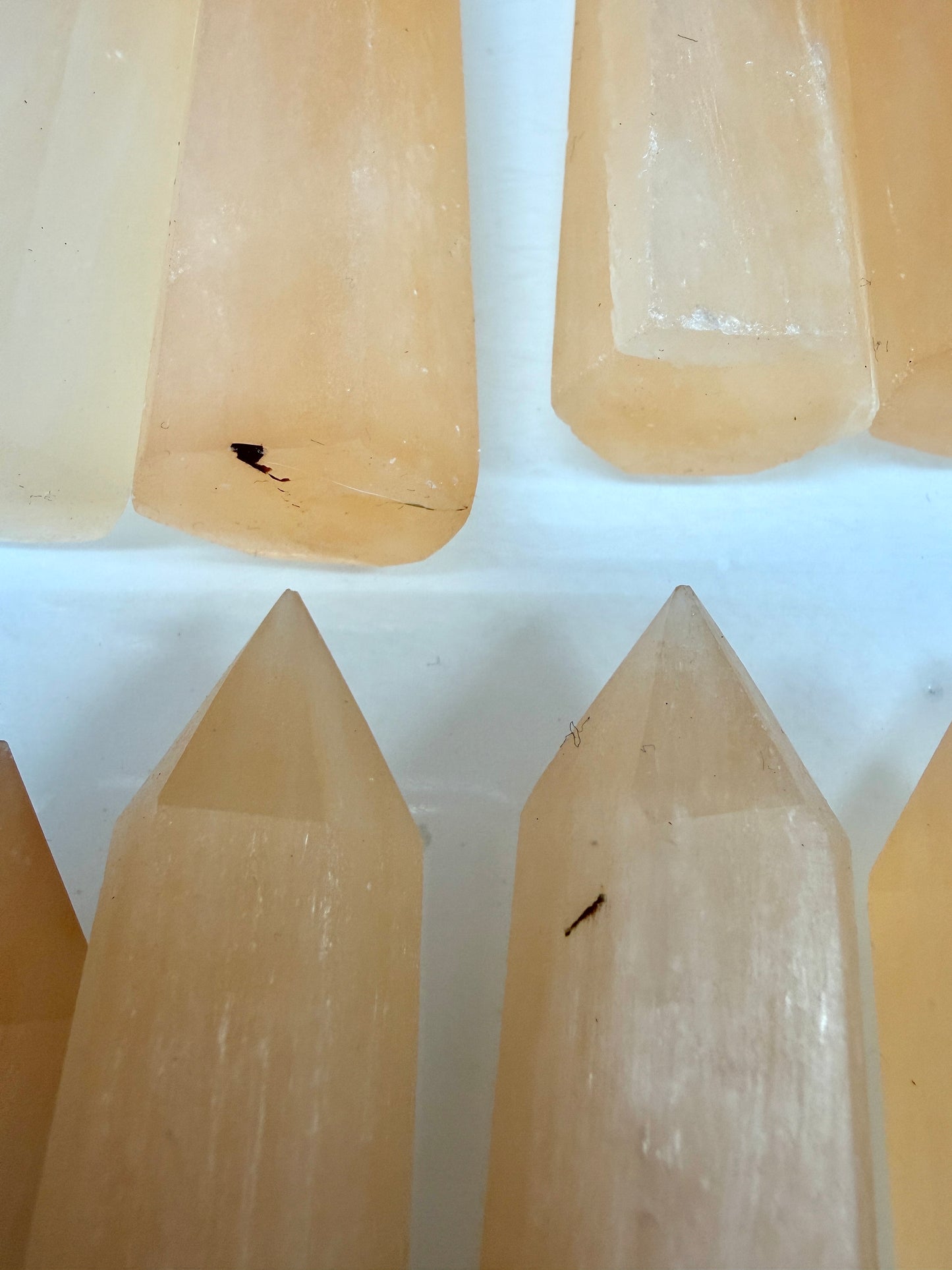 Wholesale Lot 2 lbs Natural Peach Selenite aka Satin Spar Obelisk Tower Point Crystal Healing Energy