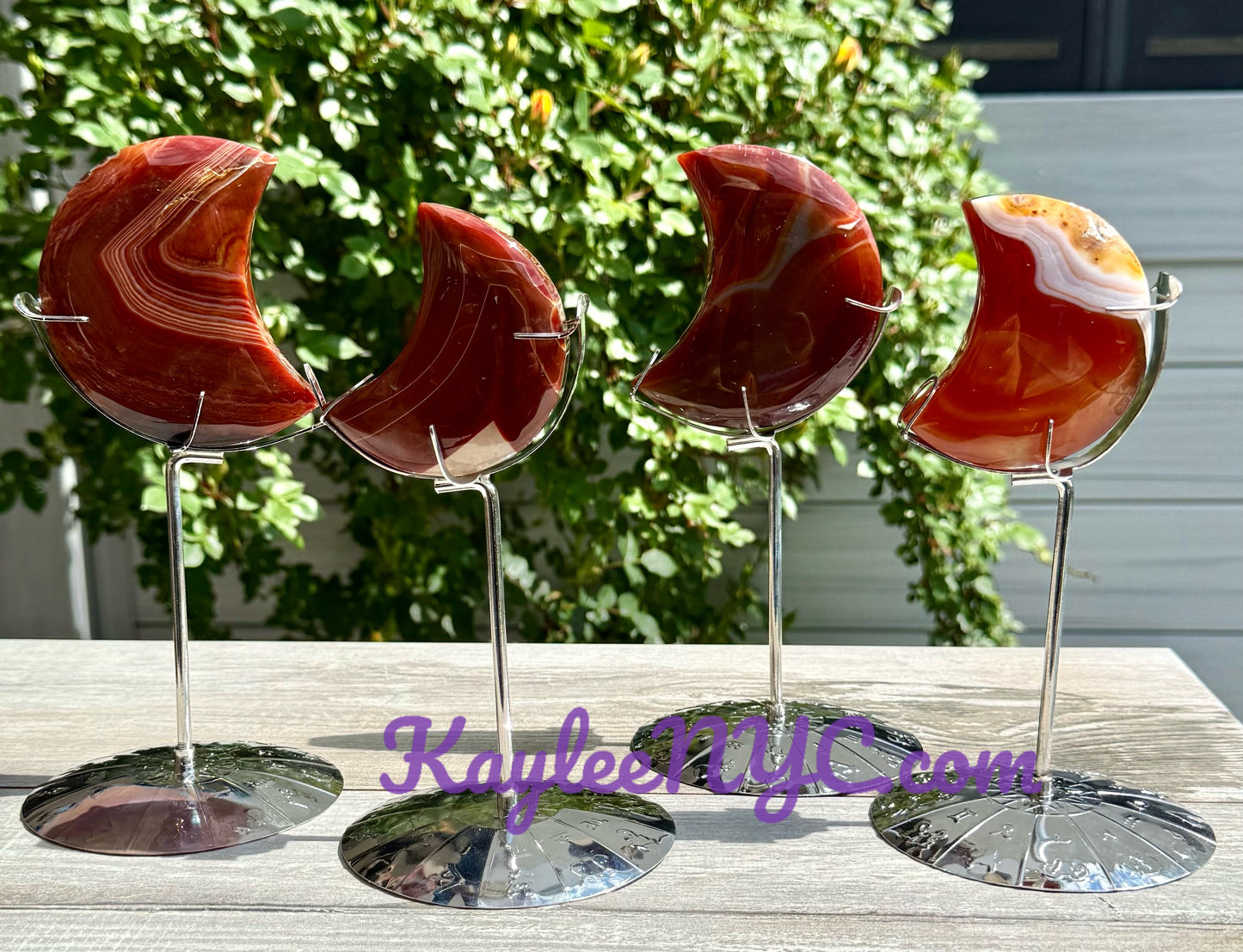 Wholesale Lot 4 PCs Natural Carnelian Moon w/stand Healing Energy