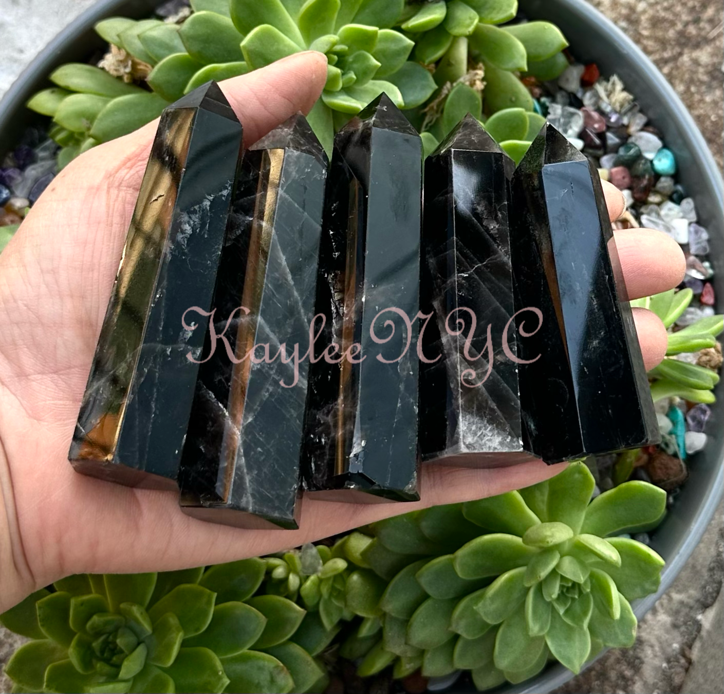 Wholesale Lot 1 lb Black Rose Quartz Obelisk Tower Point Crystal Healing