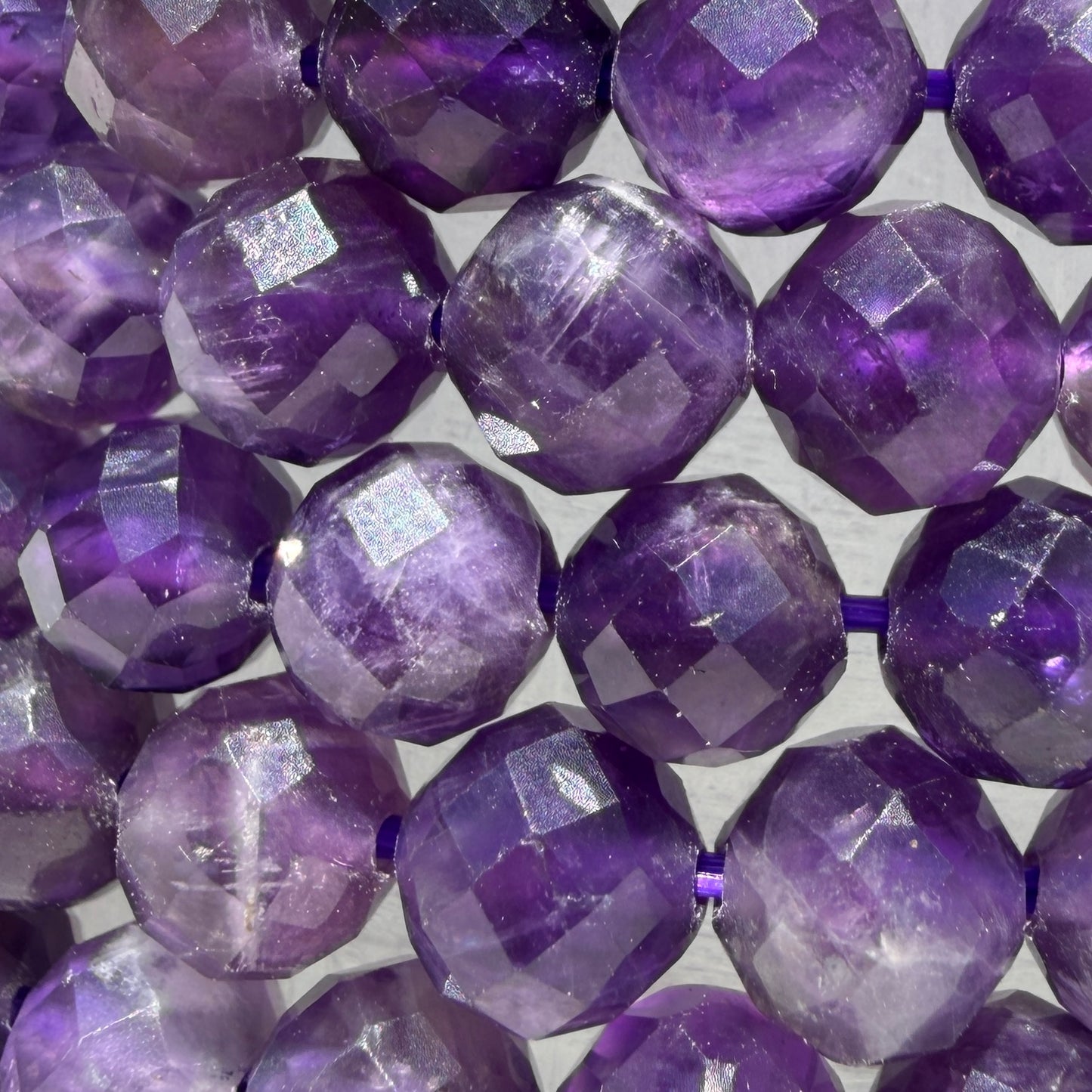 Wholesale 6pcs 6mm Faceted Amethyst Natural Crystal Healing Stretch Bracelet 7.5"