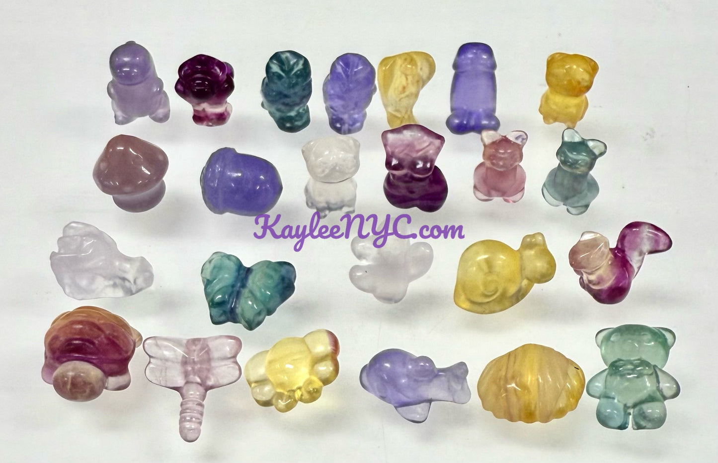 24 pcs Natural Mini Candy Fluorite Carvings