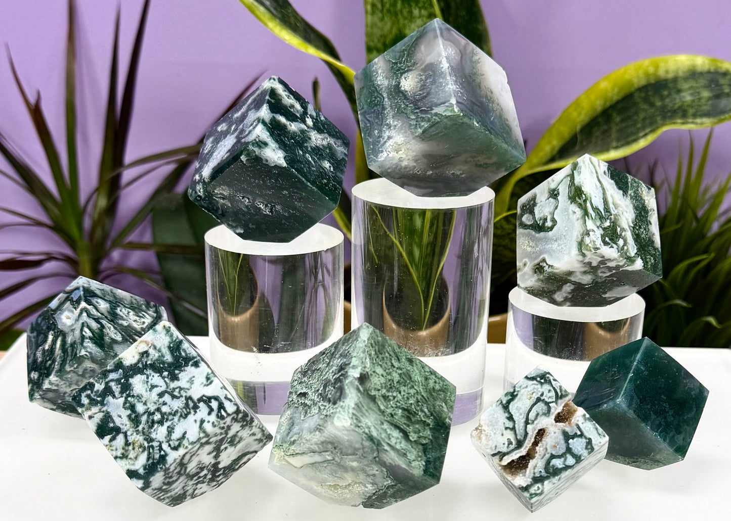 Wholesale Lot 2 lbs Natural Moss Agate Cube Crystal Healing Energy