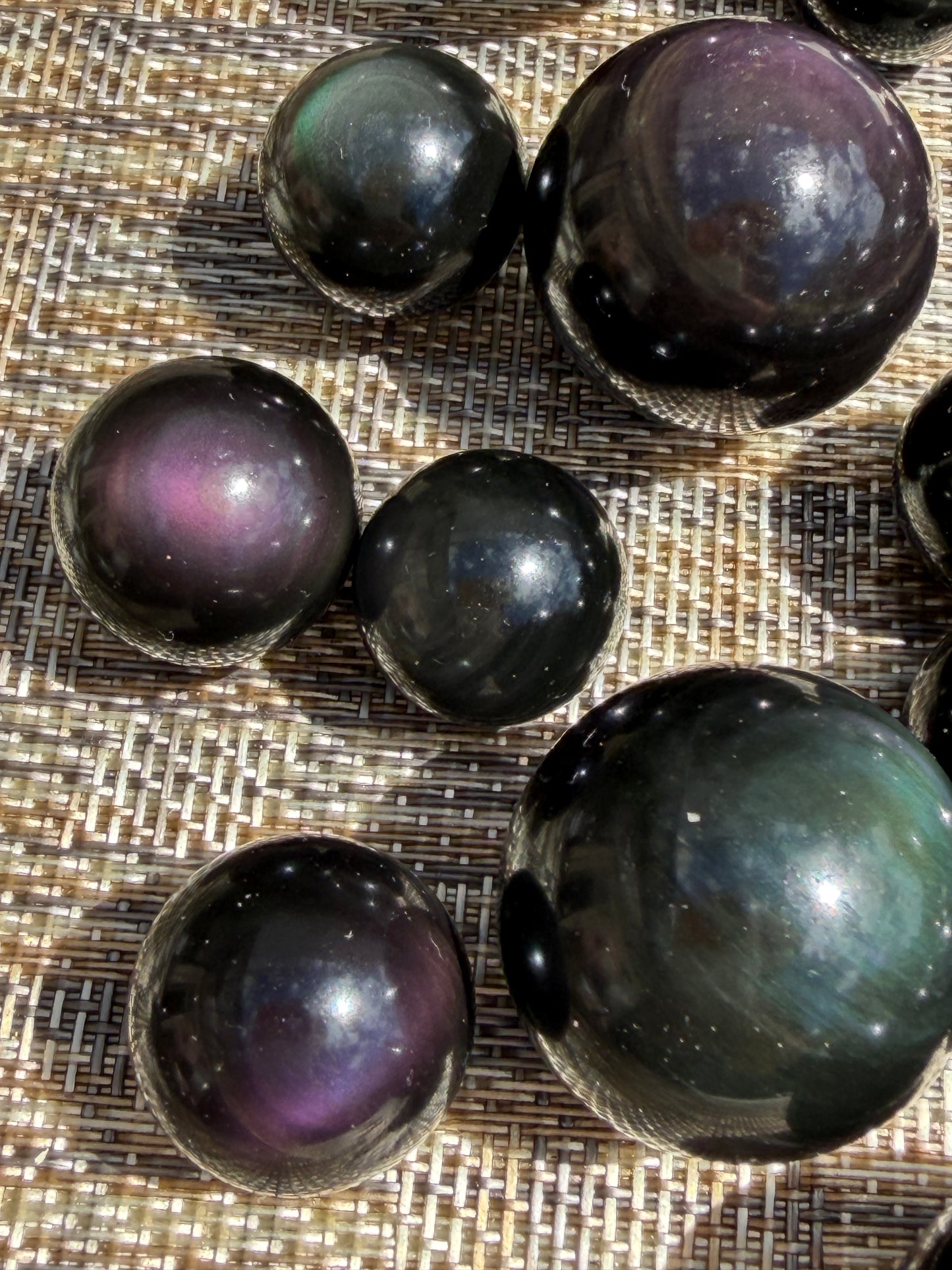 Wholesale Lot 1 Lb Natural Rainbow Obsidian Sphere Crystal Ball Energy Healing