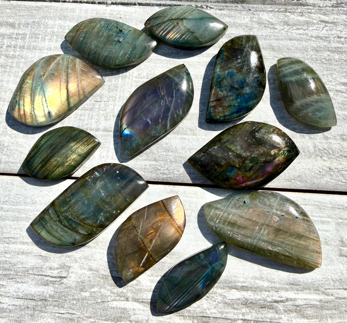 Wholesale Lot 12 pcs Natural Sunset Labradorite Cabochon Crystal Healing Energy