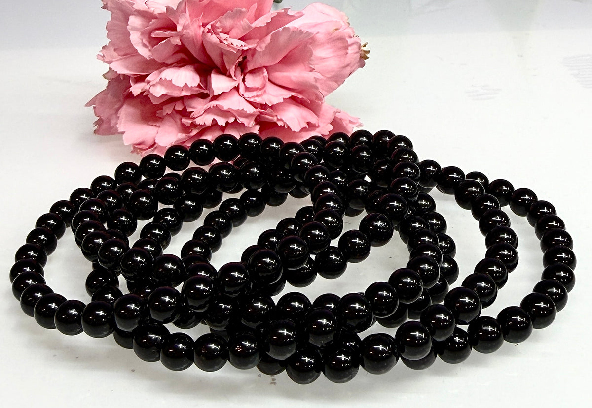 Wholesale Lot 6 Pcs Black Onyx 6mm 7.5” Crystal Healing Stretch Bracelet