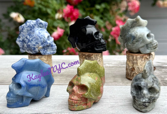 Wholesale lot 6 Pcs 2.5” Natural Crystal Mohawk Skulls Healing Energy