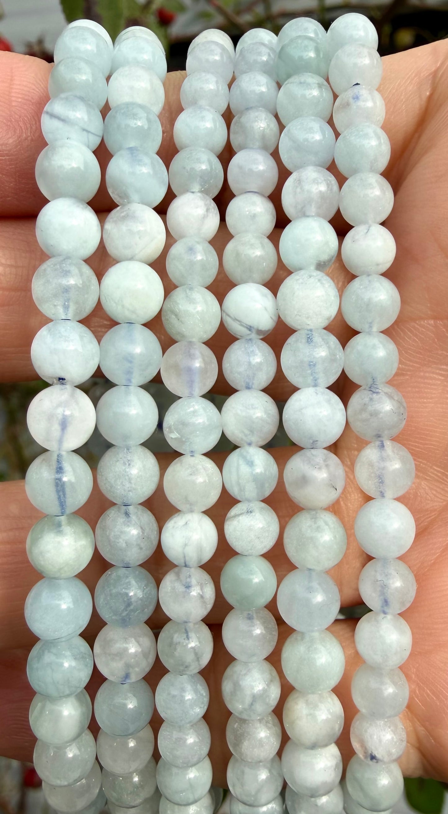 Wholesale Lot 6 Pcs Natural Aquamarine 5mm 7.5” Crystal Healing Stretch Bracelet