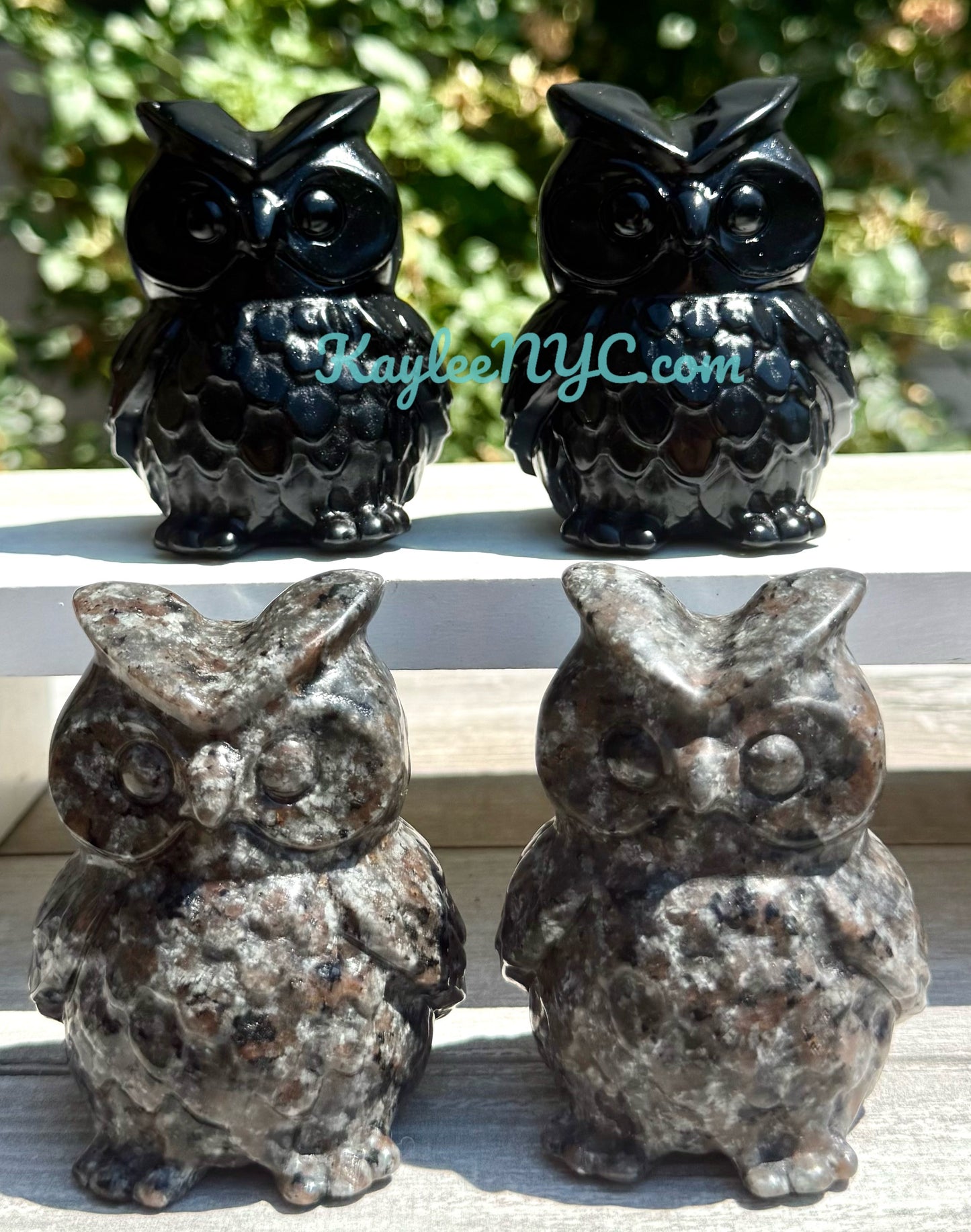 Wholesale Lot 4 pcs Natural Black Obsidian Yooperlite aka Emberlite Owls Crystals Healing Energy