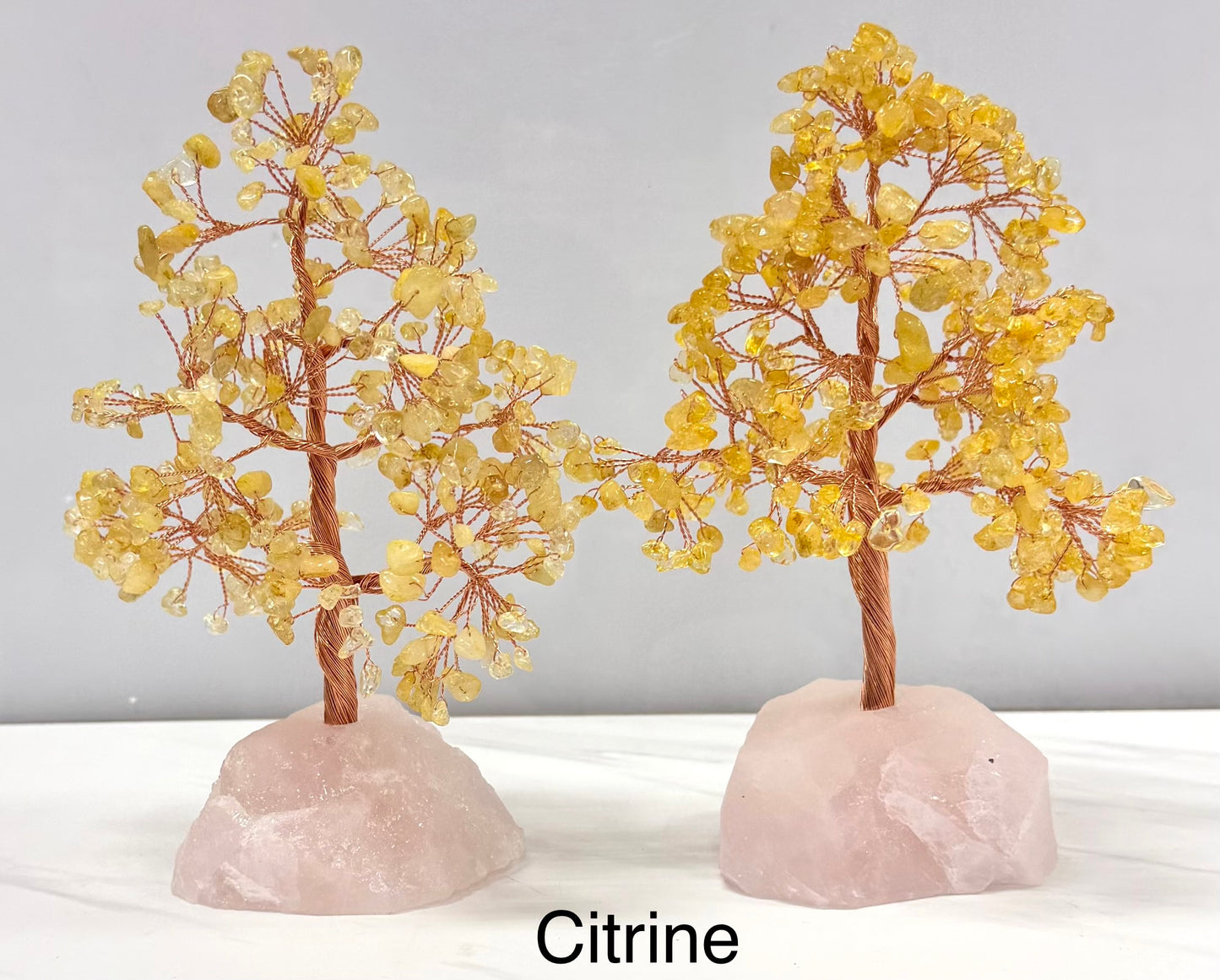 Wholesale Lot 5 Pcs Natural Crystal Tree with Rose Quartz Crystal Base Copper Wire