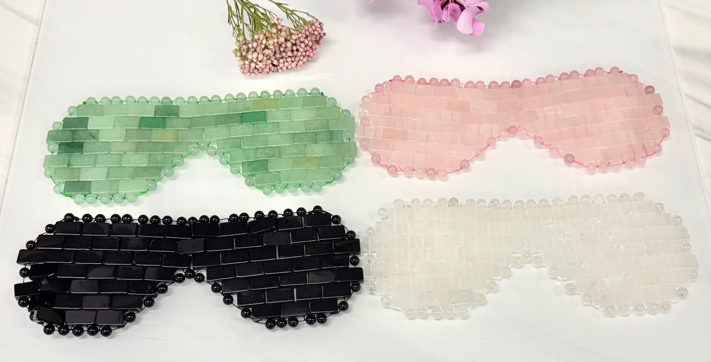 4 PCs Mixed Natural Crystals Eye Mask Healing Energy