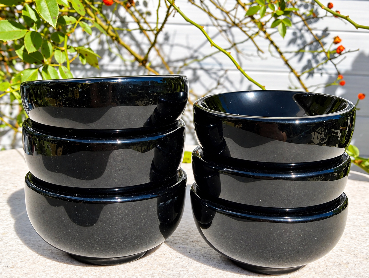 Wholesale Lot 6pcs Natural Black Obsidian Bowl Crystal Healing Energy