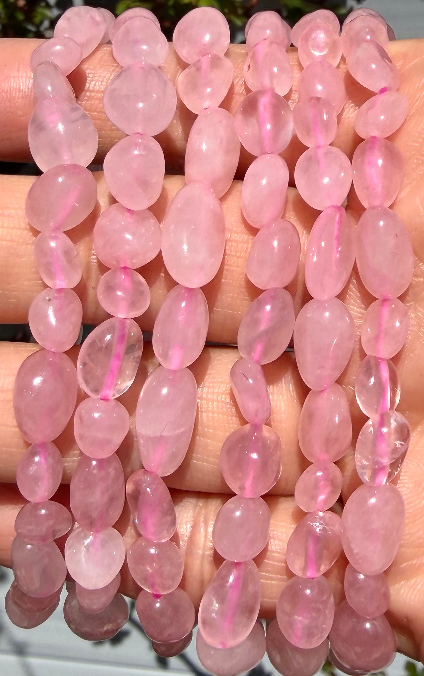 Wholesale 6 Pcs 6mm Rose Quartz Natural Crystal tumble Stretch Bracelet 7.5”