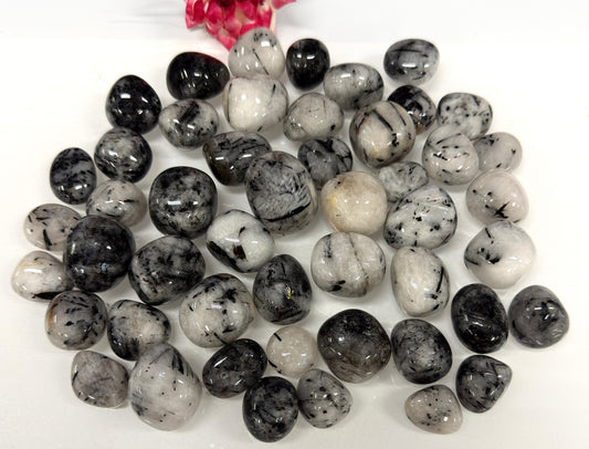 Wholesale Lot 2 Lbs Natural Tourmalinated Quartz Tumble Healing Energy Nice Quality