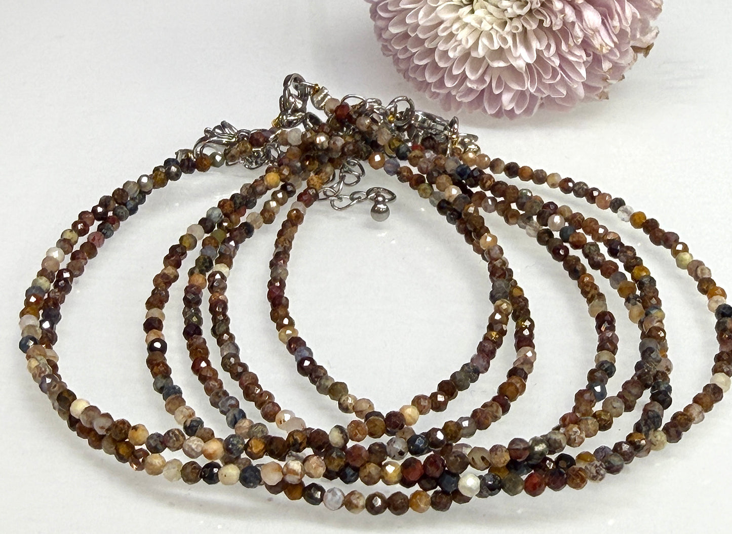 6 PCs 2mm Natural Pietersite Anklet