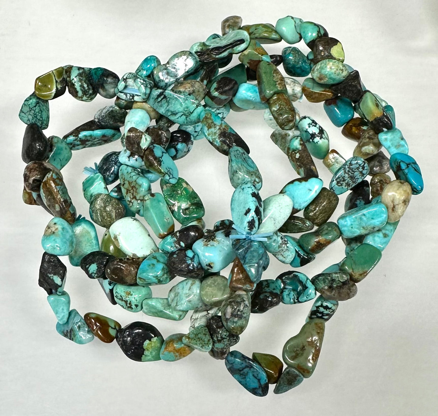 Wholesale 6 Pcs ~7mm TurquoiseCrystal tumble Stretch Bracelet 7.5”