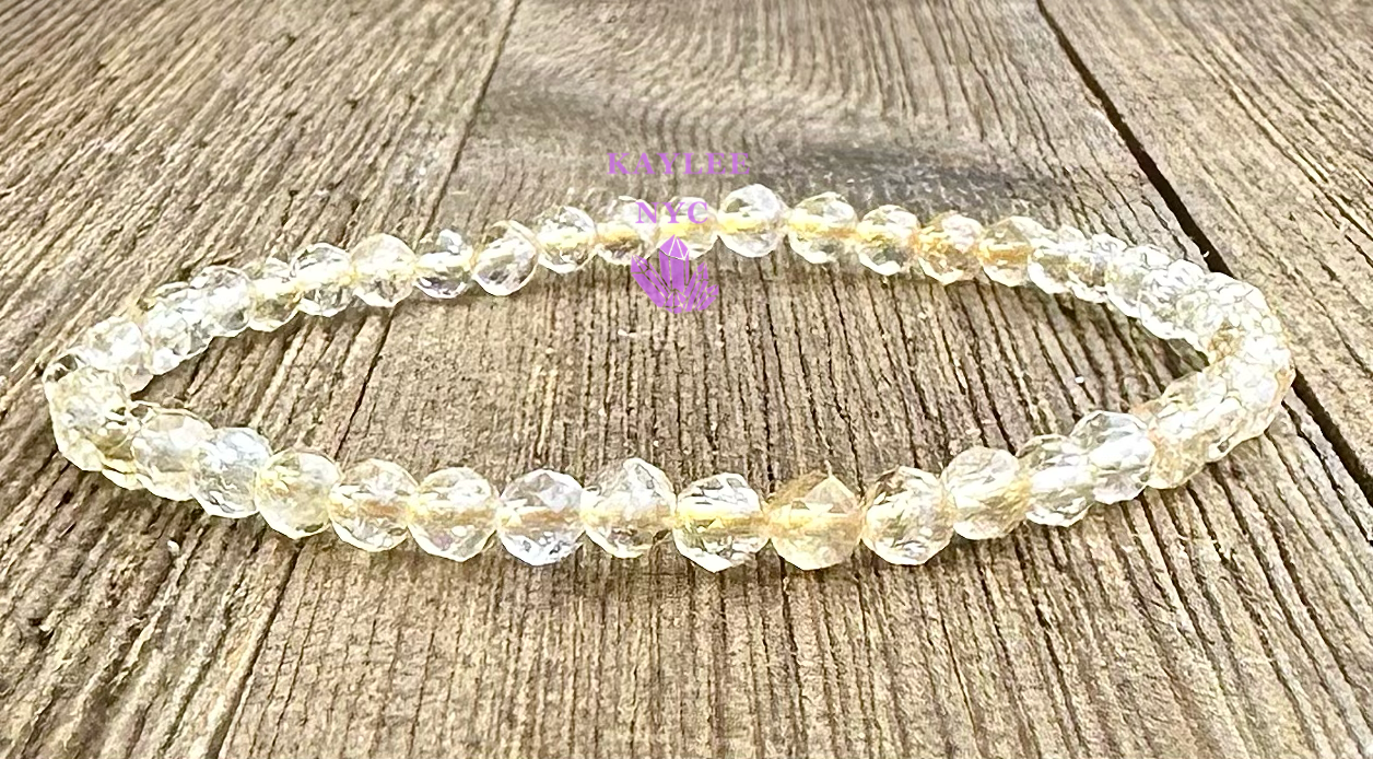 6 PCs 4mm Citrine Faceted Bracelet 7.5”