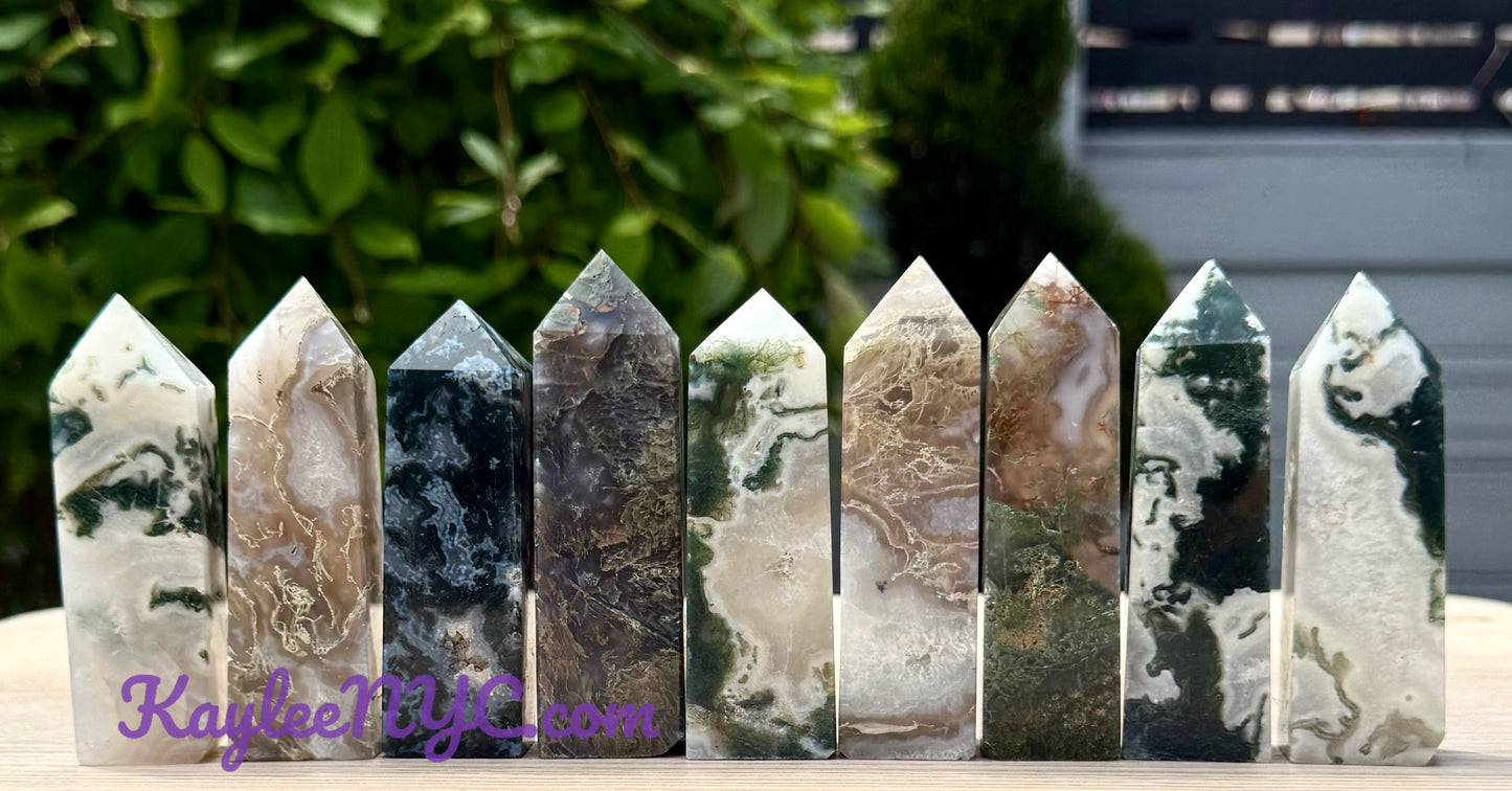 Wholesale Lot 2 Lb Natural Moss Agate Obelisk Tower Point Crystal Healing