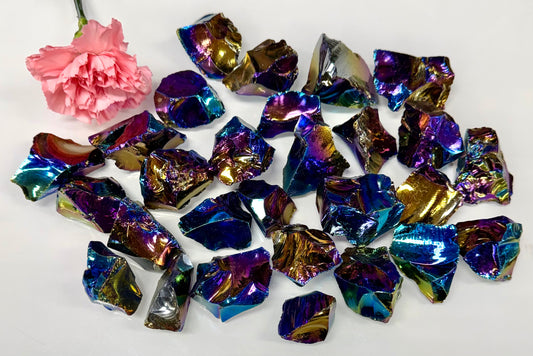 2 lb Titanium Aura Black Obsidian Rough Crystal