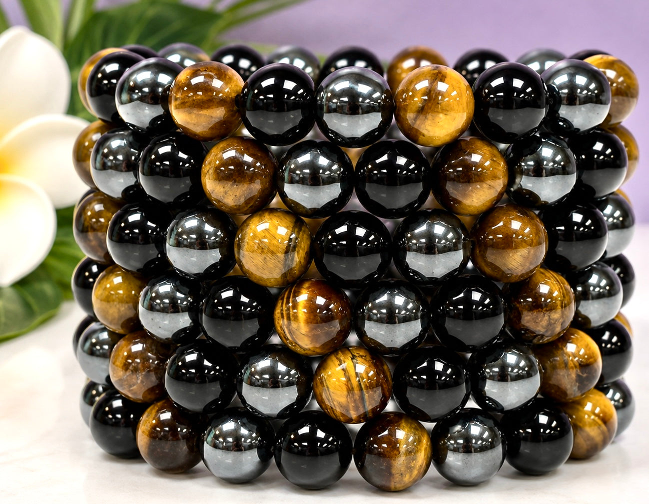 Wholesale Lot 6 Pcs Natural Protection 10mm Crystal Healing Stretch Bracelet 8”