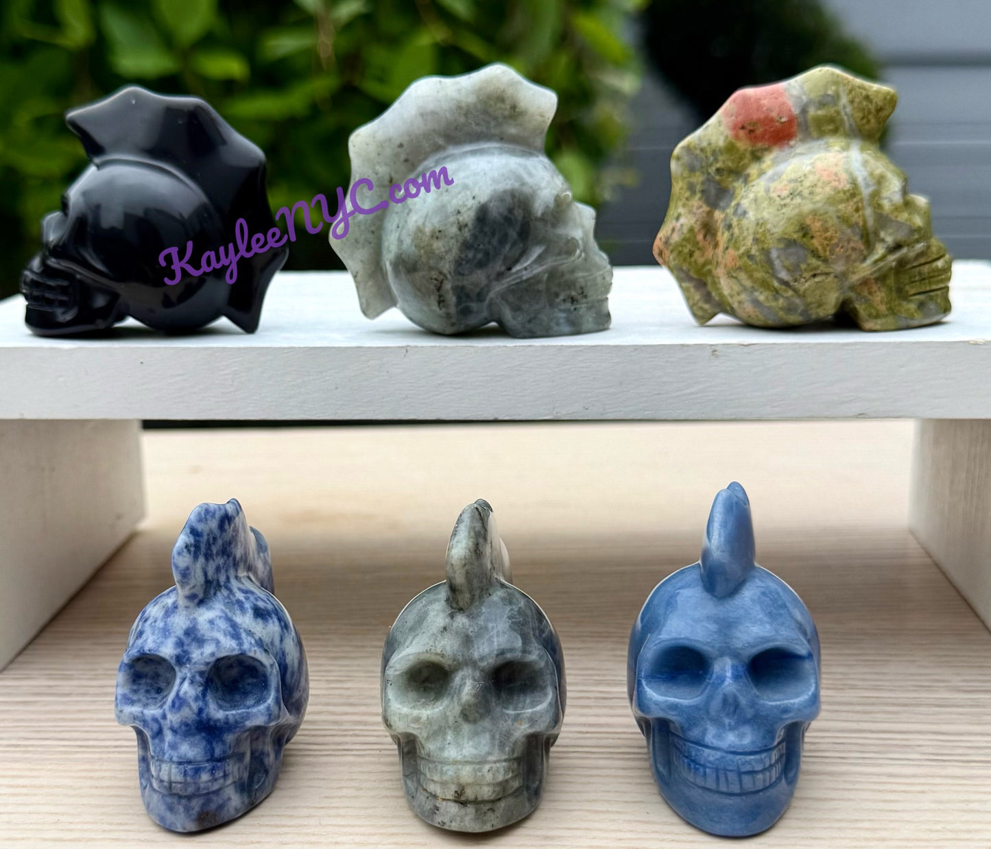 Wholesale lot 6 Pcs 2.5” Natural Crystal Mohawk Skulls Healing Energy