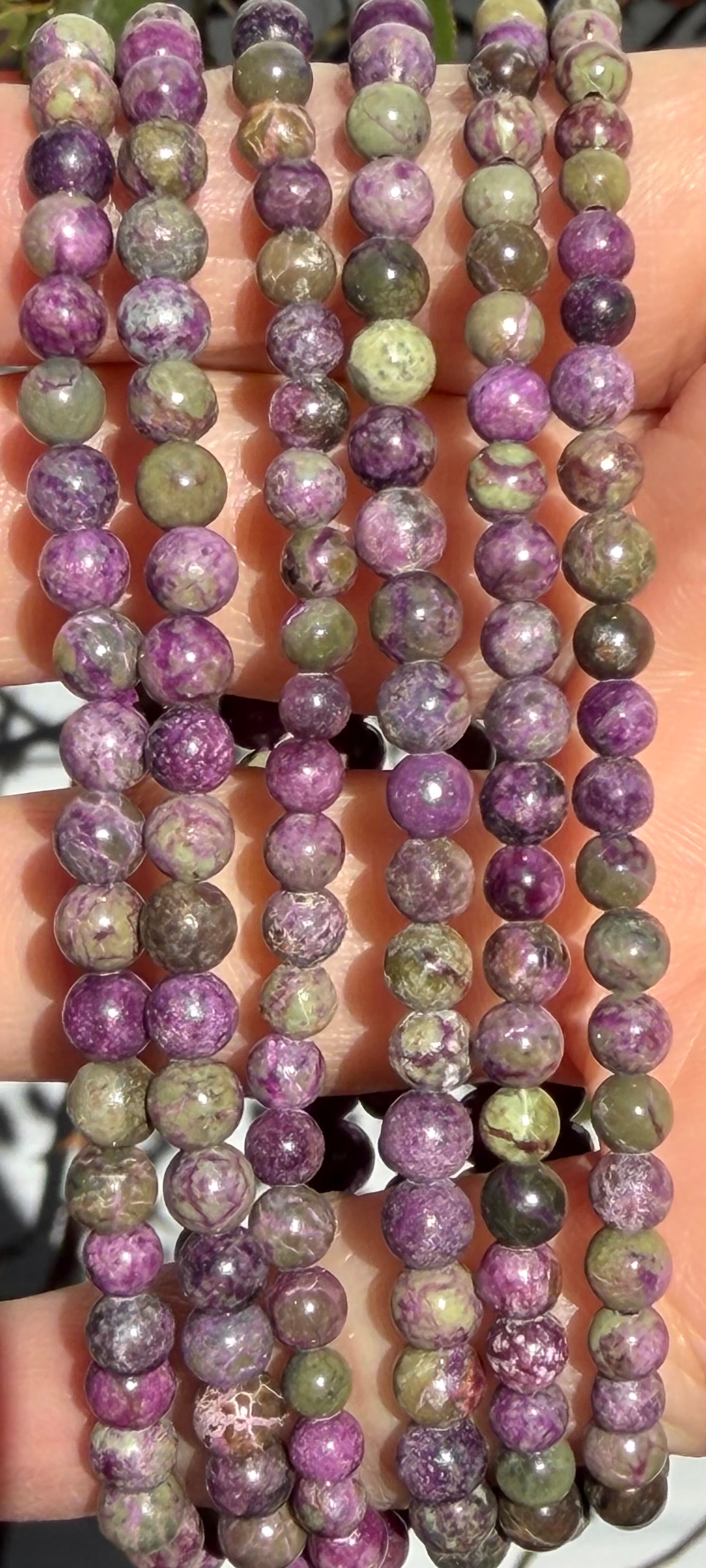 Wholesale 6 Pcs Natural Atlantisite 4mm 7.5” Crystal Healing Stretch Bracelet