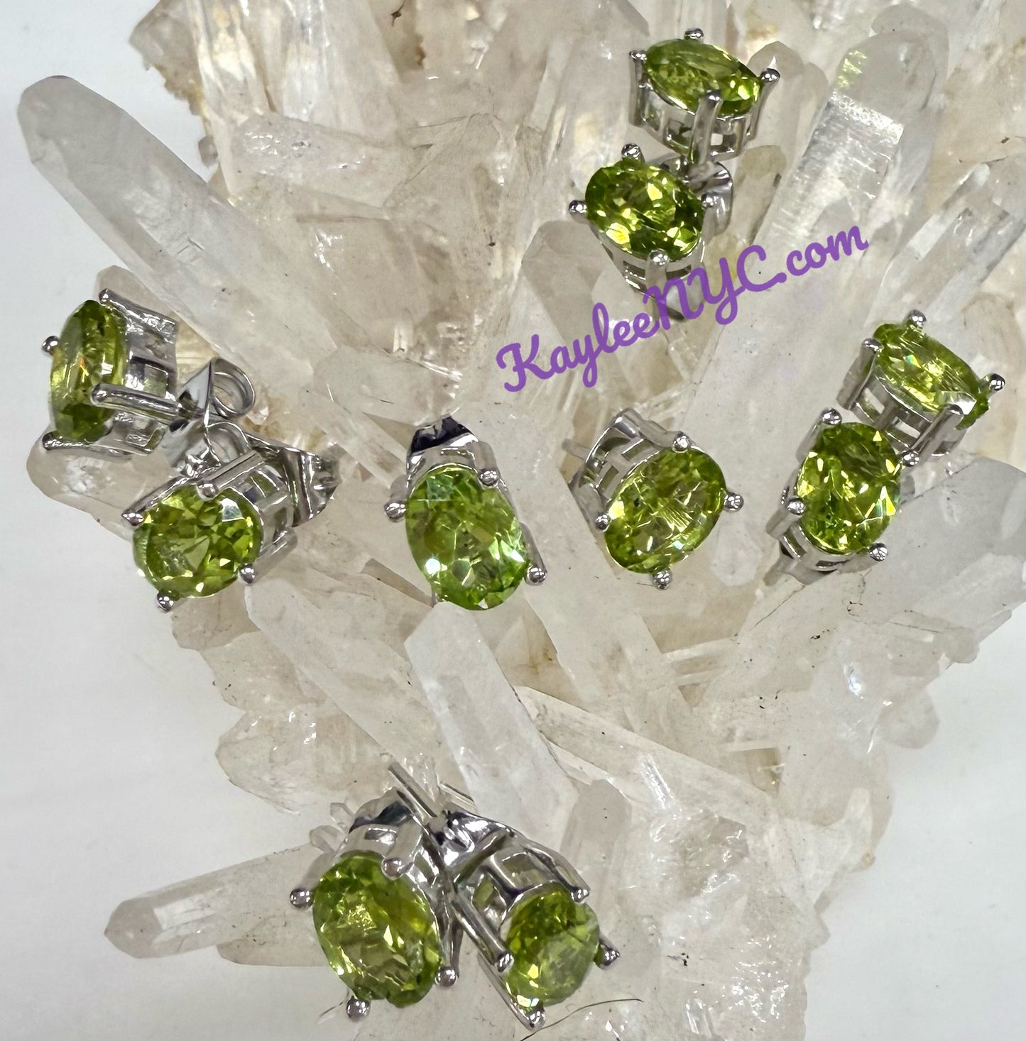 Wholesale Lot 5 Pairs Natural Peridot Sterling Silver(925) Earring Studs 5x7mm