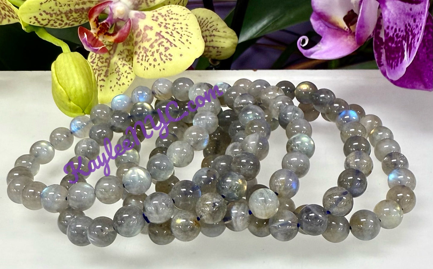Wholesale 6 Pcs Natural Labradorite Stretch Bracelet 7.5” Healing Energy Crystals 8-8.5mm