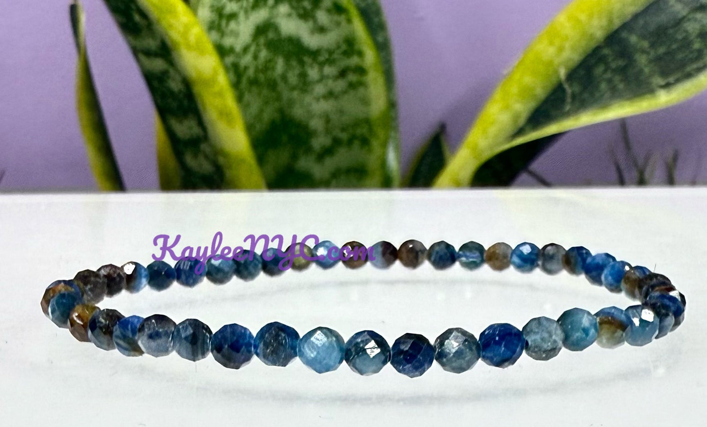 Wholesale Lot 6 Pcs Natural Blue Kyanite 4mm Faceted 7.5” Crystal Healing Stretch Bracelet