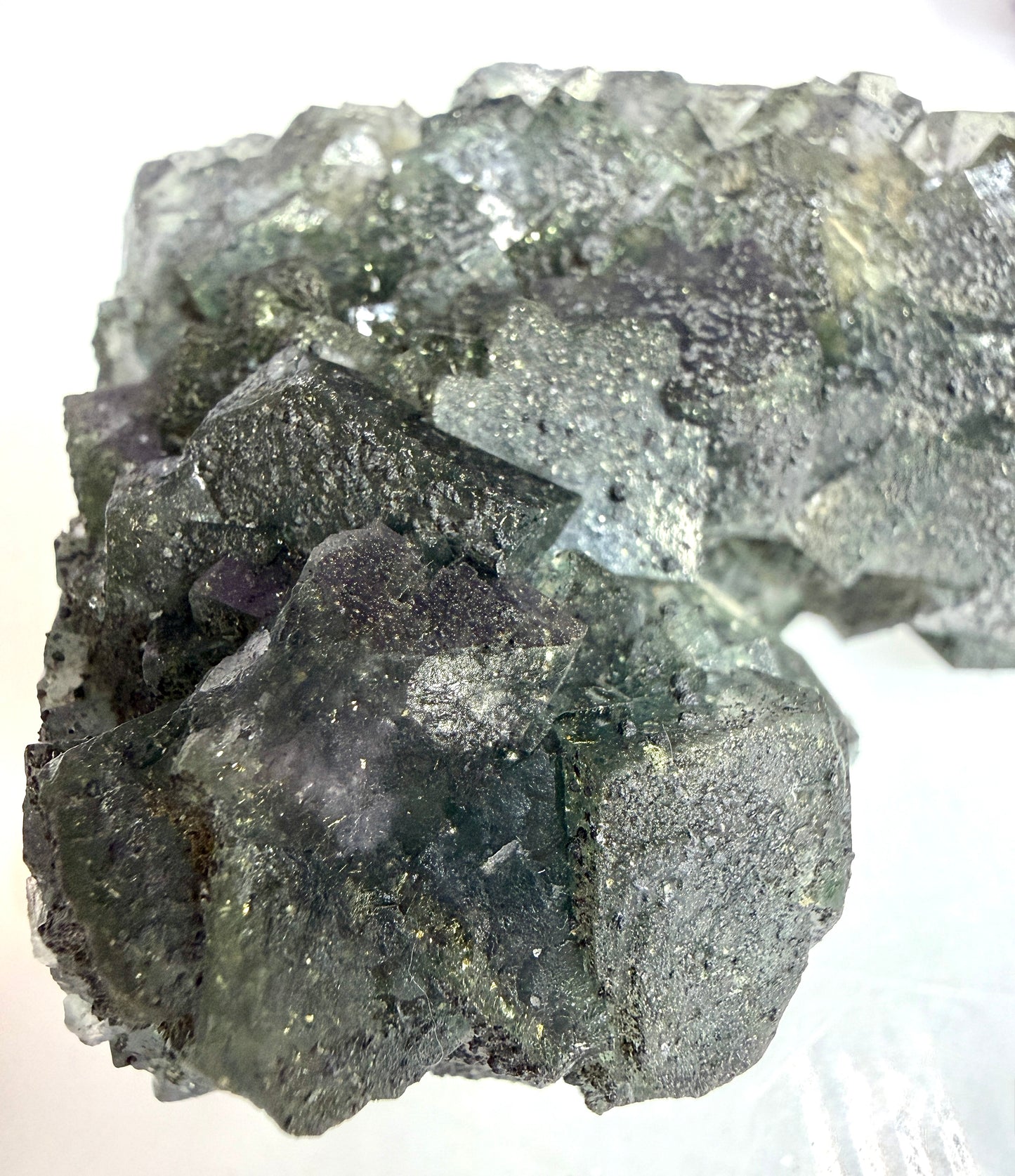 Wholesale 2 lbs Blue Cubic Fluorite with Pyrite Tower Natural Crystal Energy
