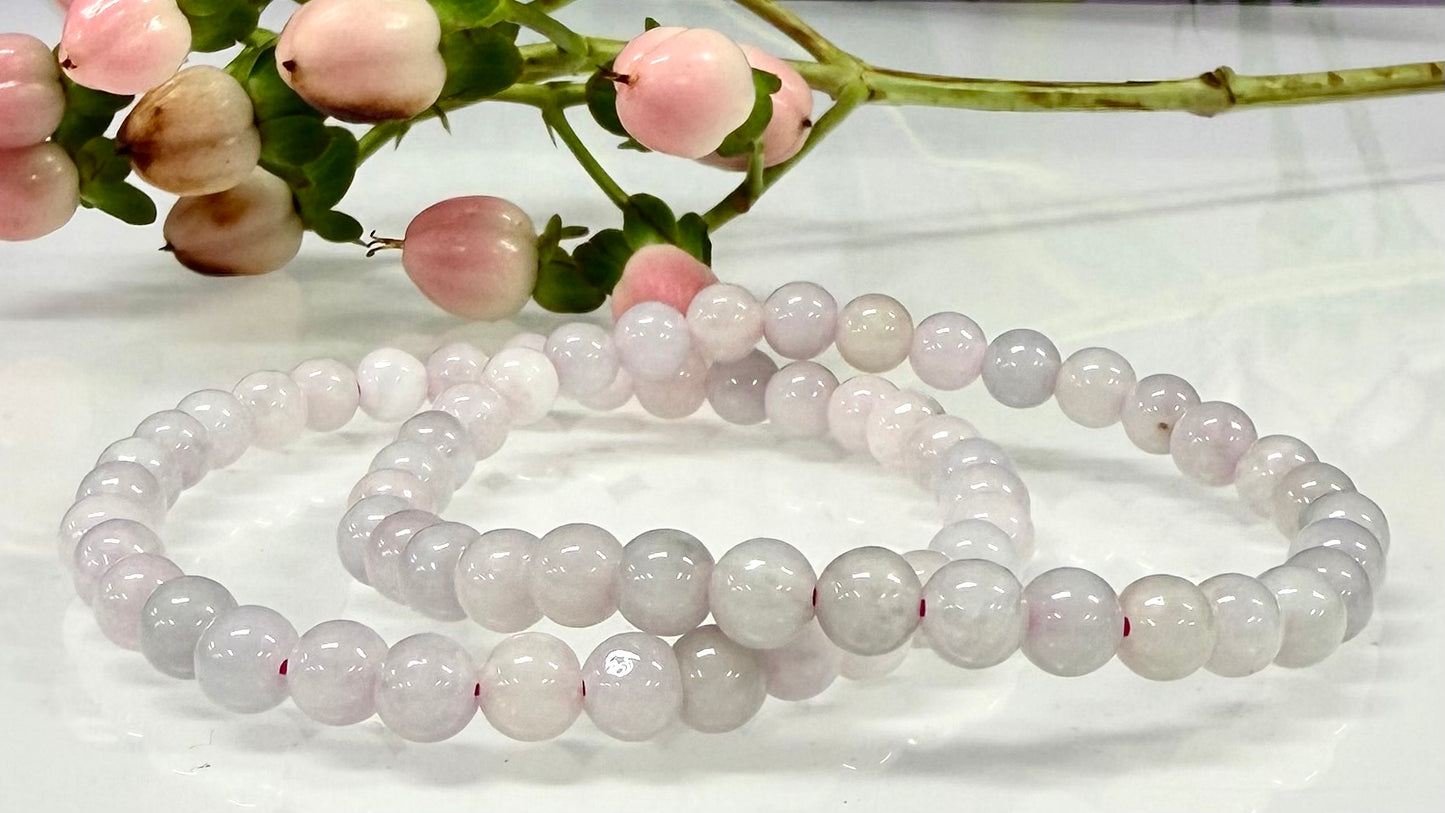 Wholesale 6 Pcs Natural Burma Pink Jade Jadeite 6mm 7.5” Crystal Healing Stretch Bracelet