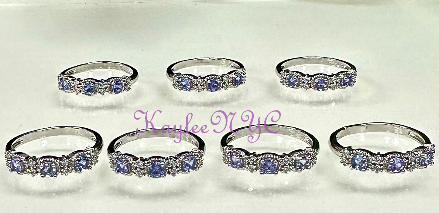 7 PCs Natural Tanzanite White Bronze ring