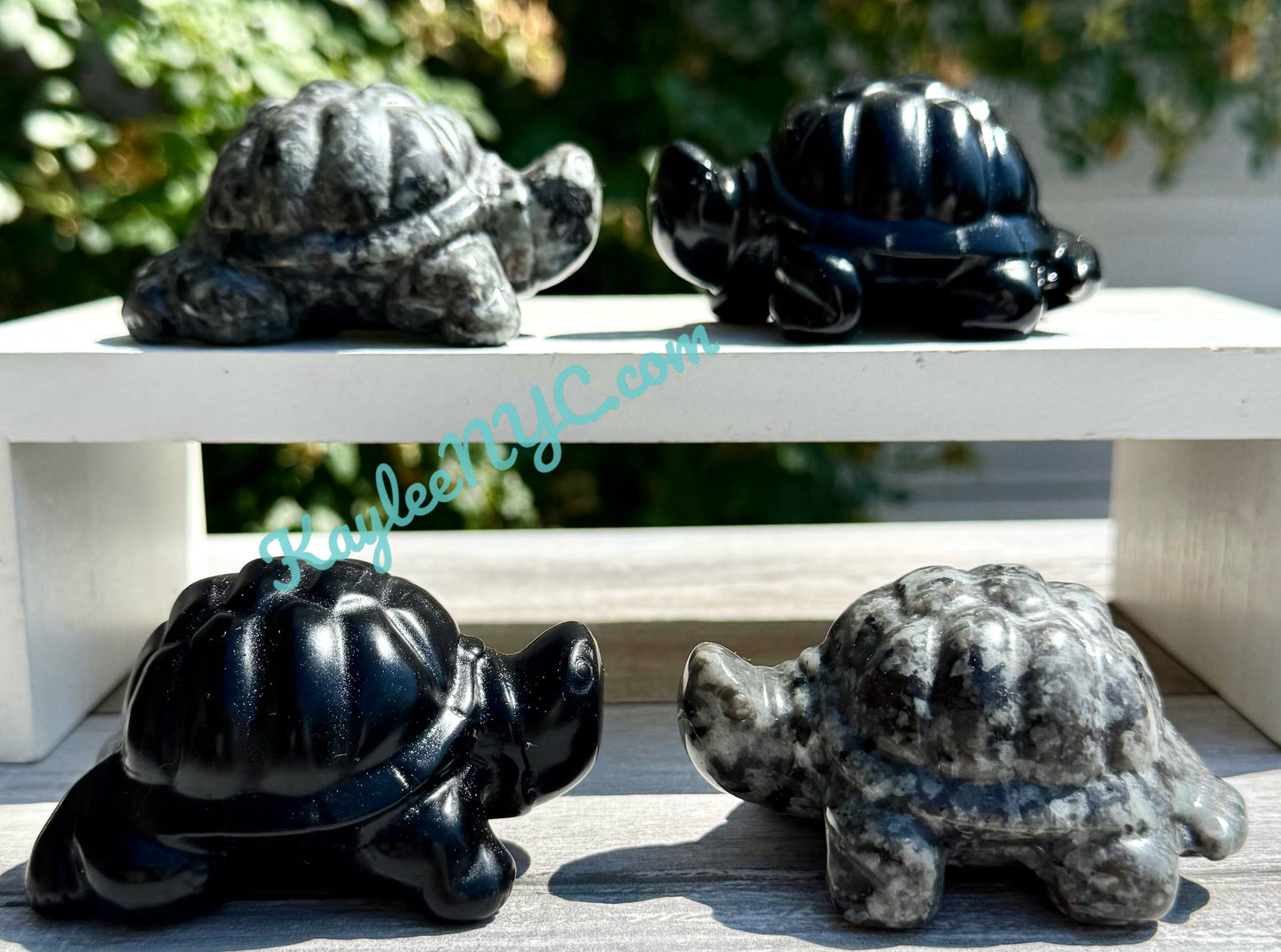 Wholesale Lot 4 pcs 8.5cm Natural Black Obsidian Yooperlite aka Emberlite Turtles Crystals Healing Energy