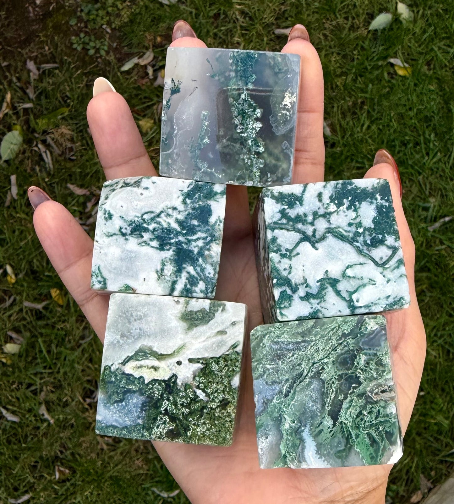 Wholesale Lot 2 lbs Natural Moss Agate Cube Crystal Healing Energy