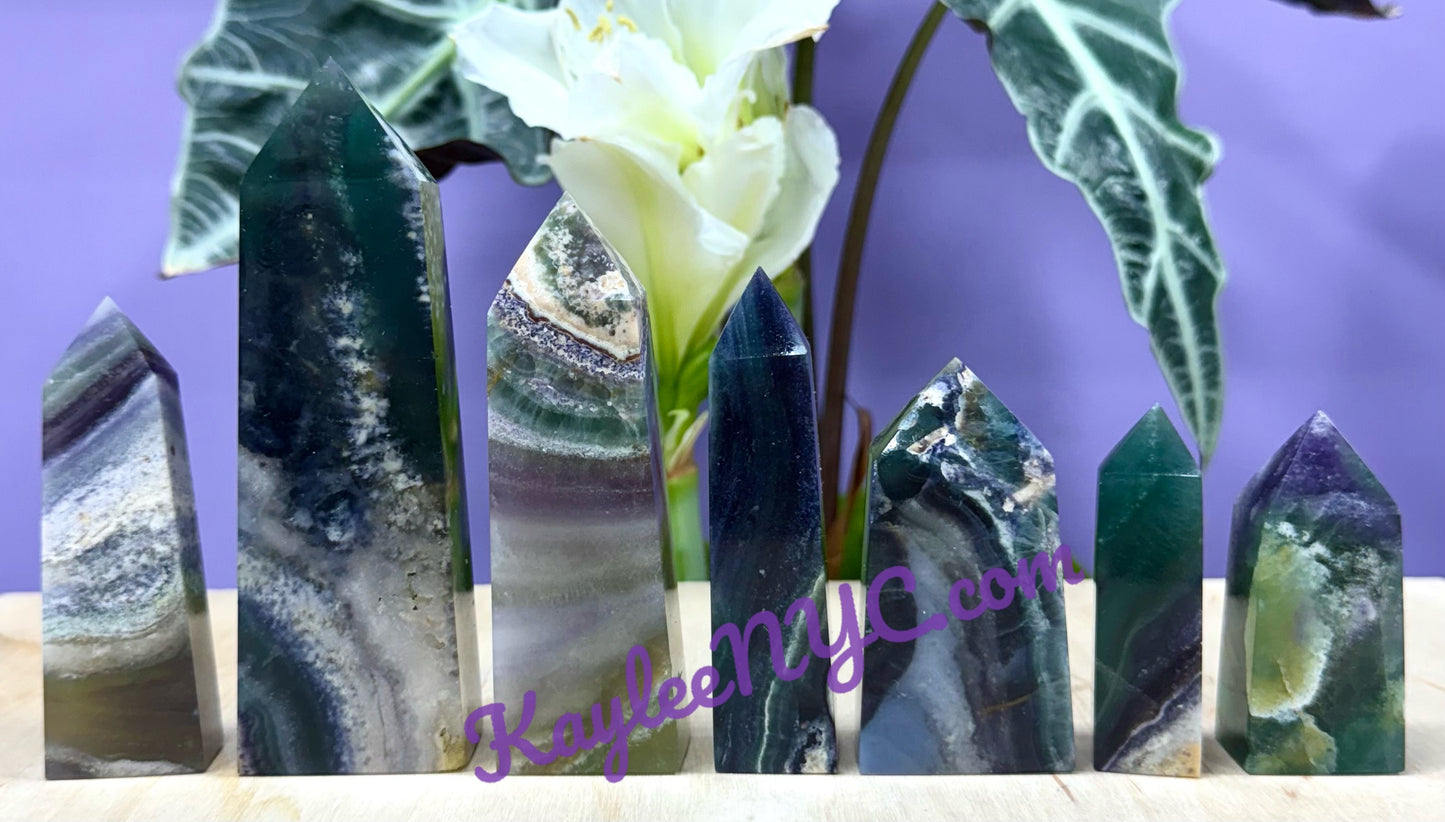 Wholesale Lot 2 Lbs Natural Silk Fluorite Tower Obelisk Point Crystal Energy