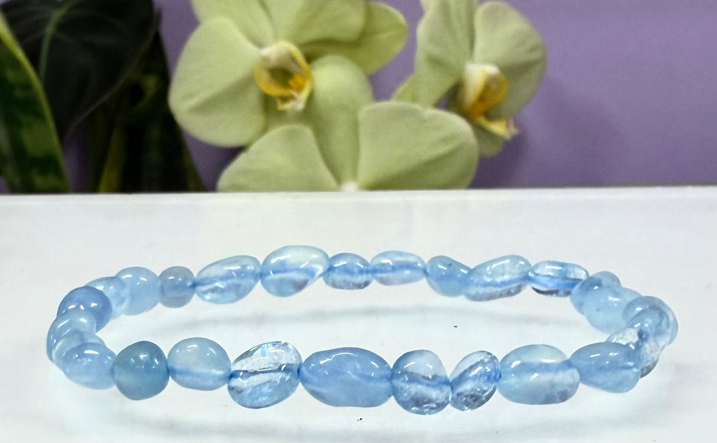 Wholesale 6 Pcs 6mm Aquamarine Tumble Stretch Bracelet Crystal Healing