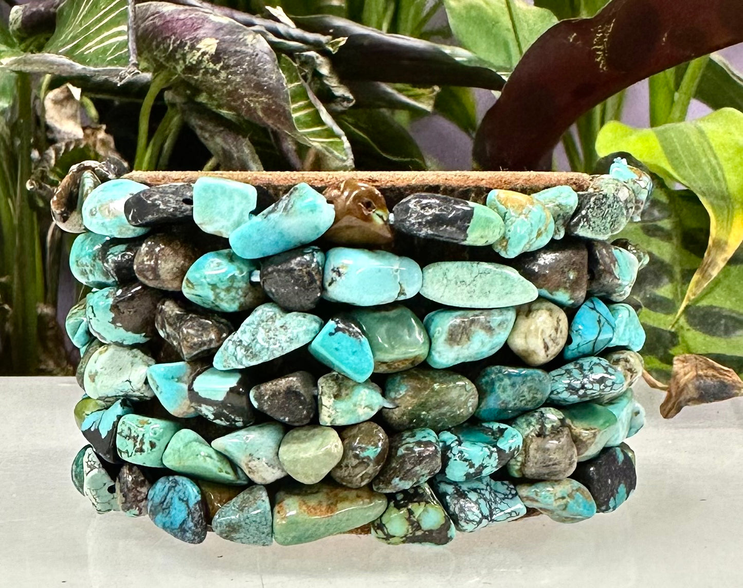 Wholesale 6 Pcs ~7mm TurquoiseCrystal tumble Stretch Bracelet 7.5”