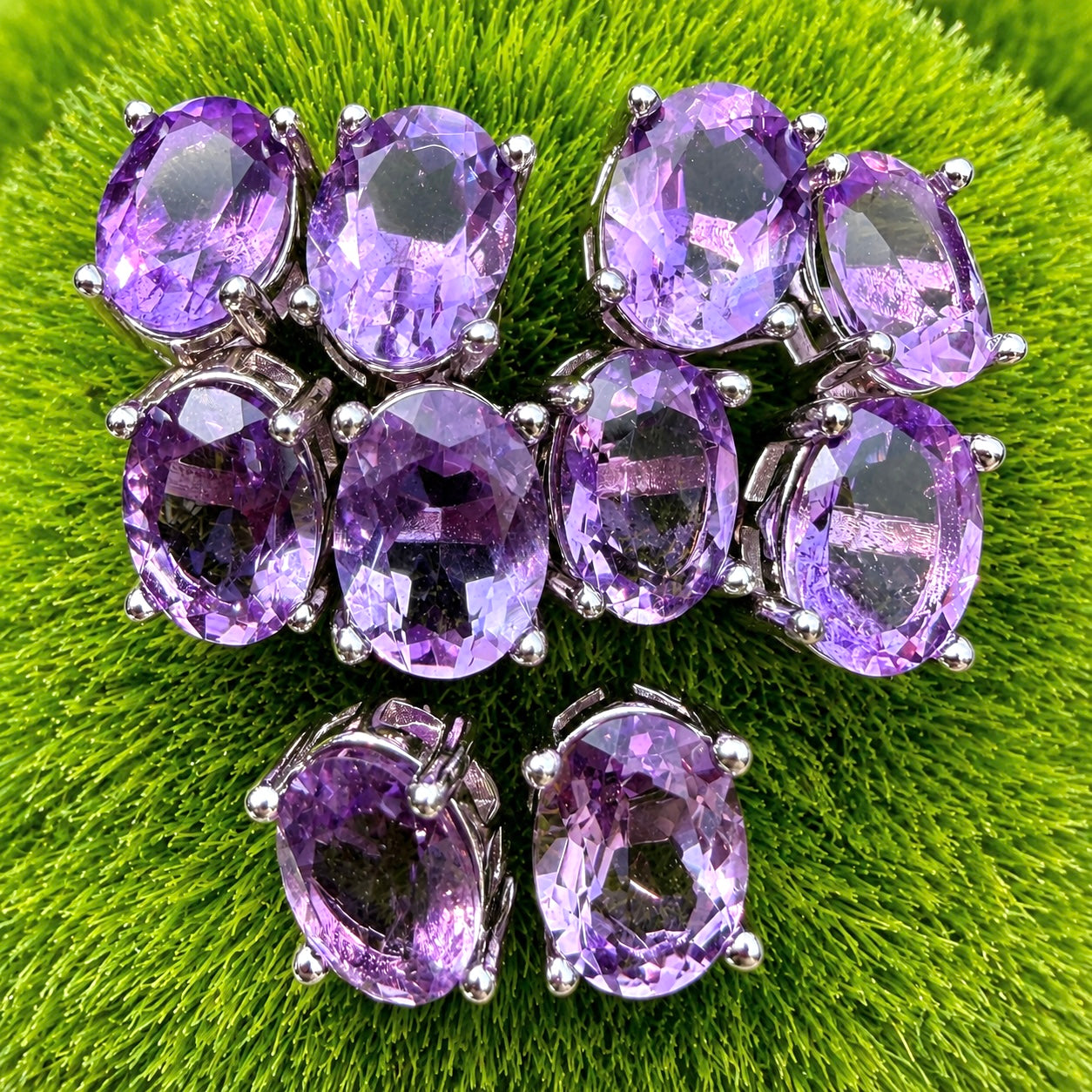 Wholesale Lot 5 Pairs Natural Amethyst Earring Stud 6x8mm