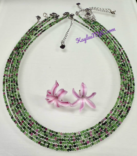 6 PCs 2mm Natural Ruby Zoisite Necklaces