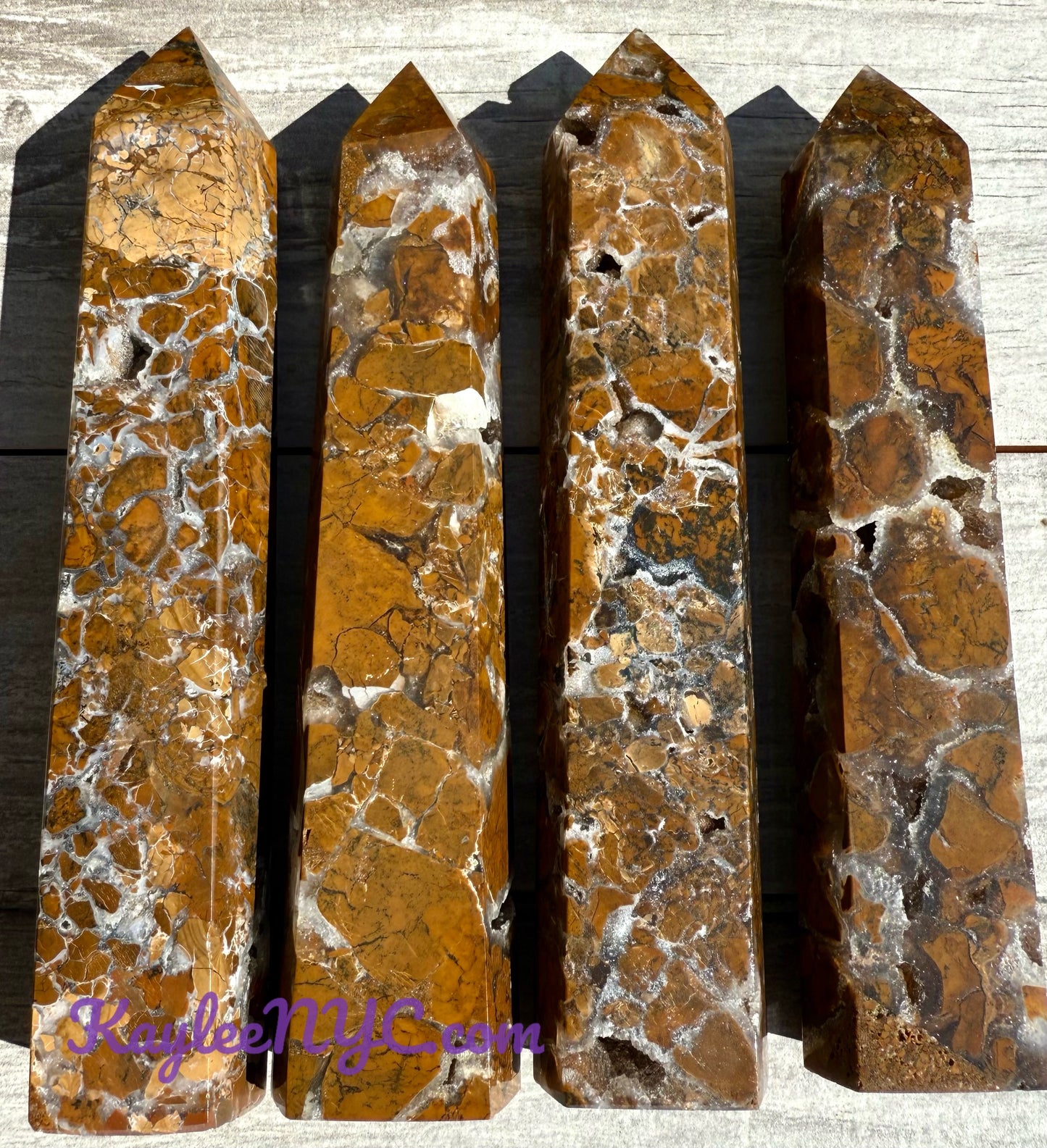 Wholesale Lot 4 pcs large Natural Brecciated Jasper obelisk Tower Point Crystal Healing Energy 3.9-4lbs