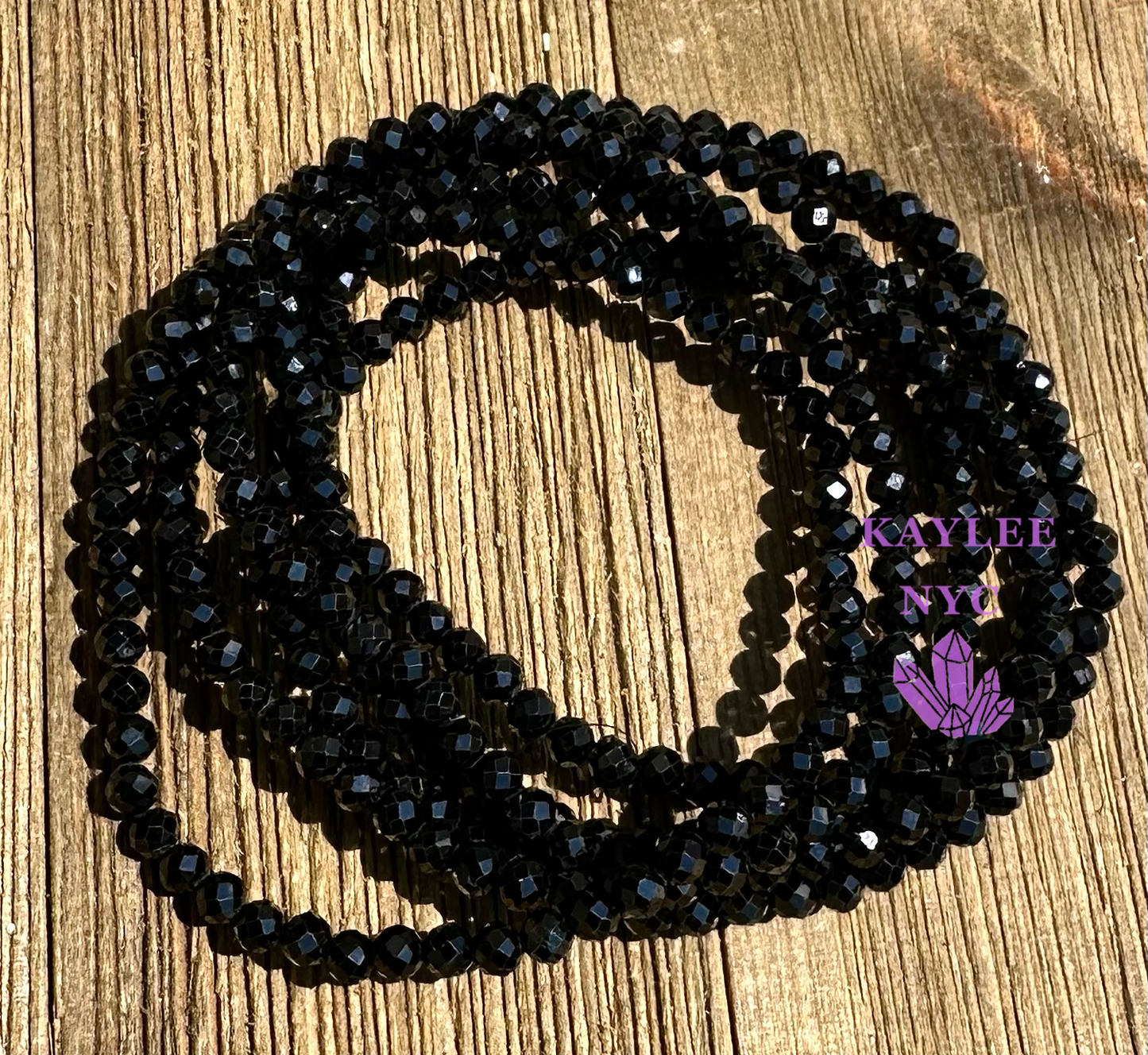 6 PCs 4mm Natural Black Spinel Faceted Bracelet 7.5”