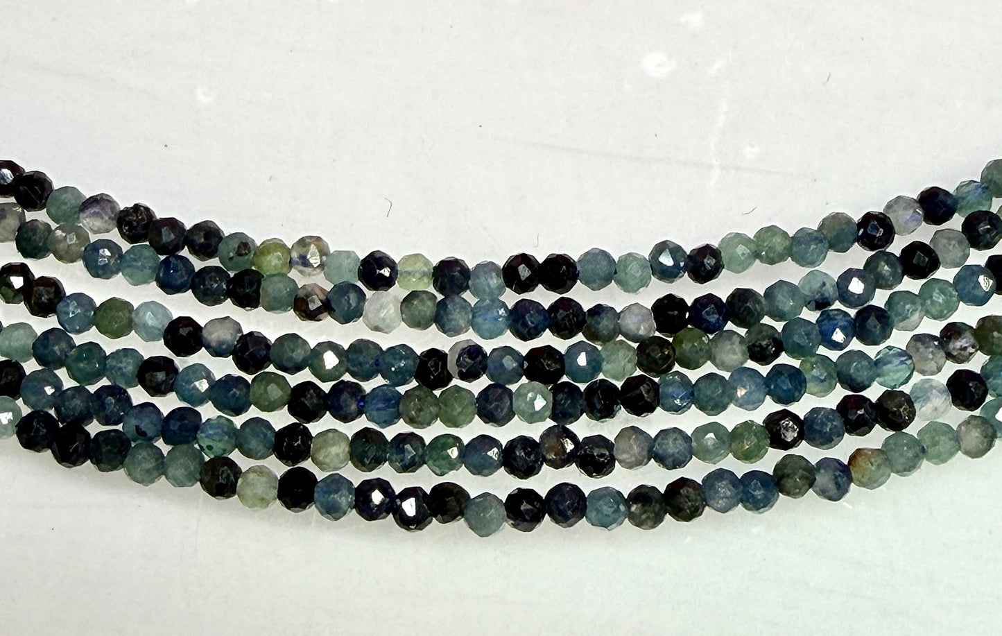 6 PCs 2mm Natural Blue Tourmaline Necklaces