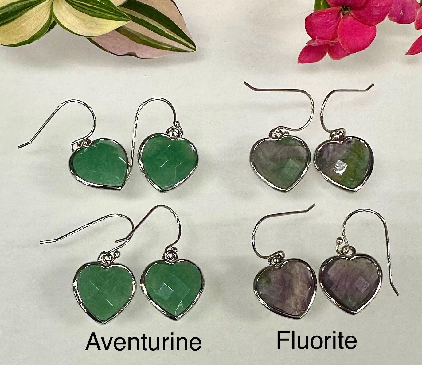 Wholesale Lot 10 Pairs Natural Crystal Heart Sterling Silver(925) Dangling Earring