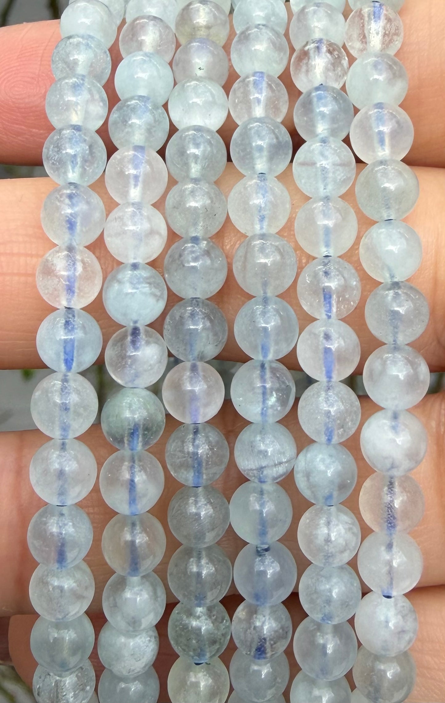 Wholesale Lot 6 Pcs Natural Aquamarine 5mm 7.5” Crystal Healing Stretch Bracelet