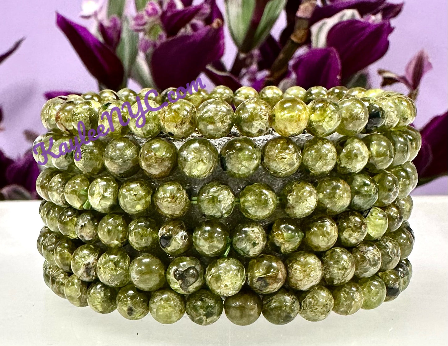 6pcs 4mm Natural Peridot Stretch Bracelet 7.5”