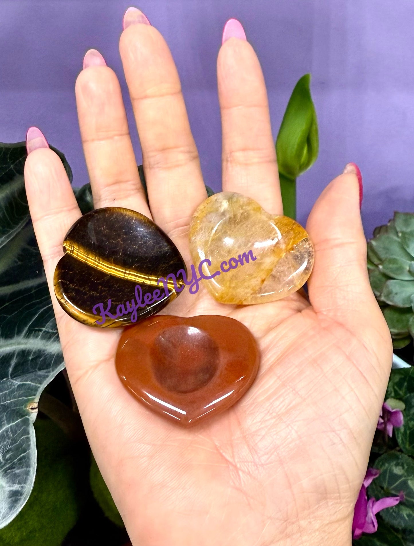 12 PCs Natural Crystal Heart Worry Stone Healing Energy