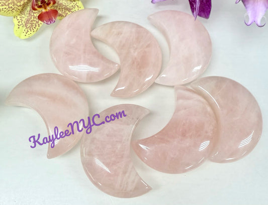 Wholesale Lot 7-8 pcs Natural Rose Quartz Moons Crystals Healing Energy
