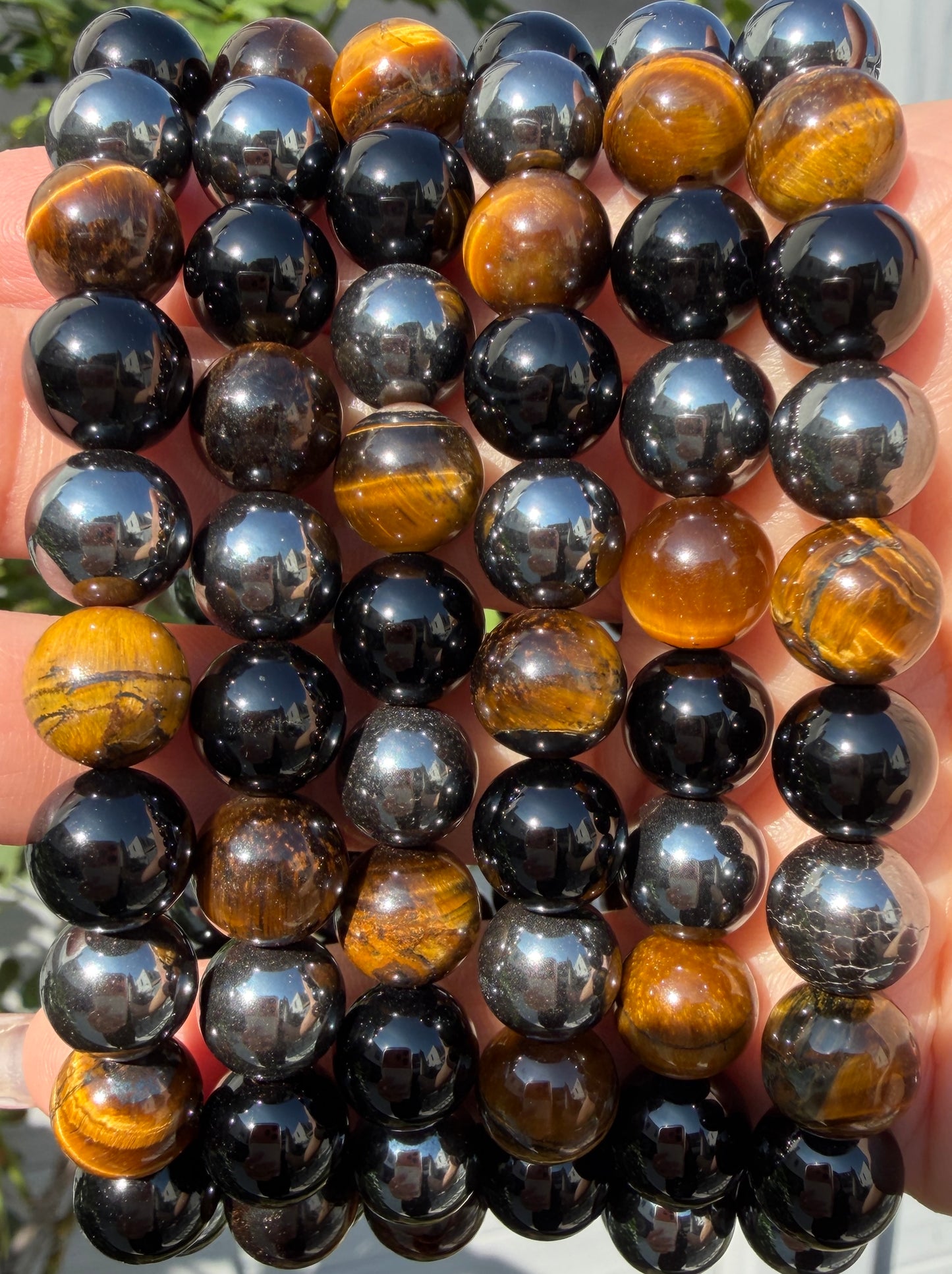 Wholesale Lot 6 Pcs Natural Protection 10mm Crystal Healing Stretch Bracelet 8”